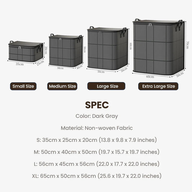 Storage Bag Tear-Resistant Non-Woven Reinforced Handles & All-Around Zipper