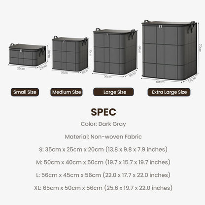 Storage Bag Tear-Resistant Non-Woven Reinforced Handles & All-Around Zipper