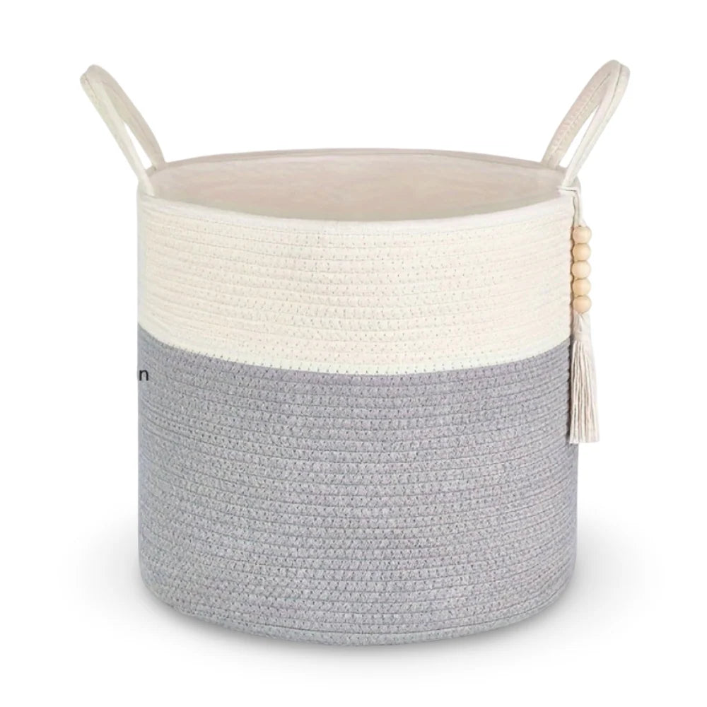 Storage Basket Handcrafted Macramé Cotton Rope & Reinforced Handles
