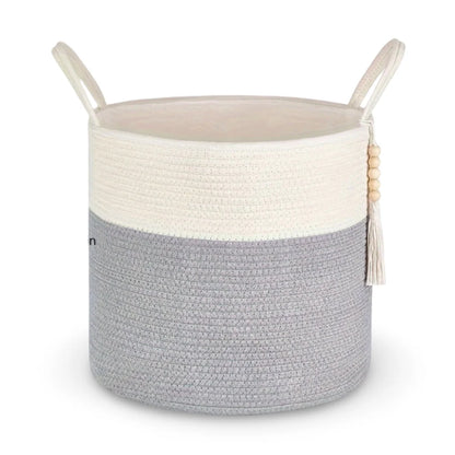 Storage Basket Handcrafted Macramé Cotton Rope & Reinforced Handles