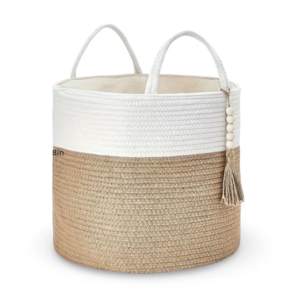 Storage Basket Handcrafted Macramé Cotton Rope & Reinforced Handles