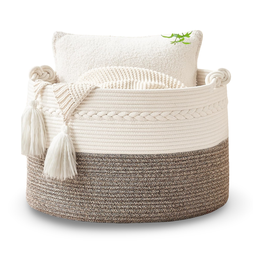 Storage Basket Large Round Cotton Rope Machine Washable