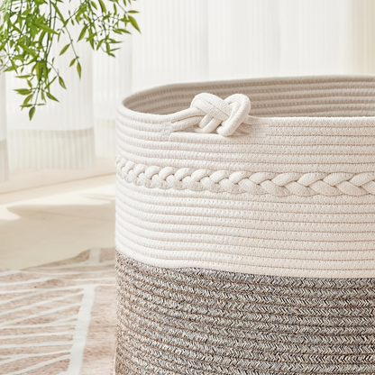 Storage Basket Large Round Cotton Rope Machine Washable