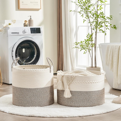 Storage Basket Large Round Cotton Rope Machine Washable