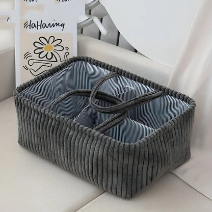 Storage Basket Multiple Compartments & Sturdy Handles Polyester