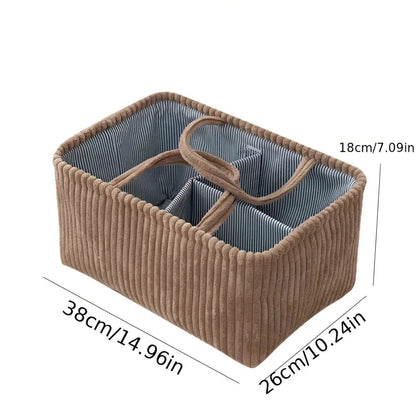 Storage Basket Multiple Compartments & Sturdy Handles Polyester