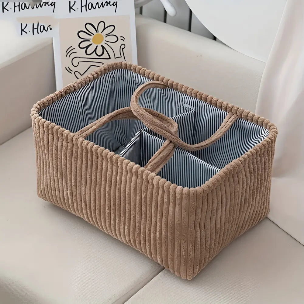Storage Basket Multiple Compartments & Sturdy Handles Polyester
