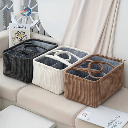 Storage Basket Multiple Compartments & Sturdy Handles Polyester