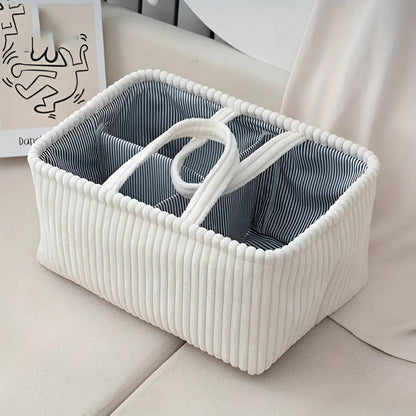 Storage Basket Multiple Compartments & Sturdy Handles Polyester