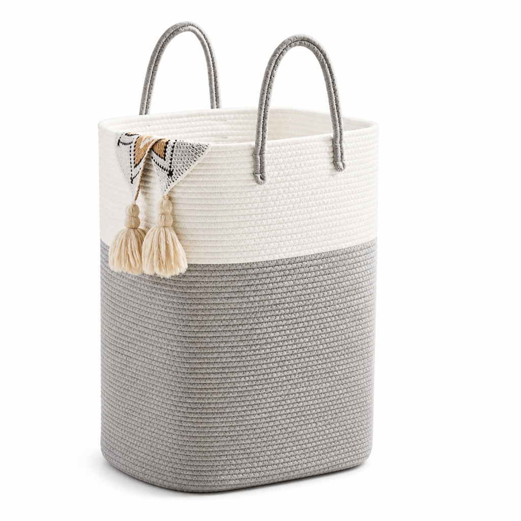 Storage Bin Woven Cotton Up To 100L With Handles