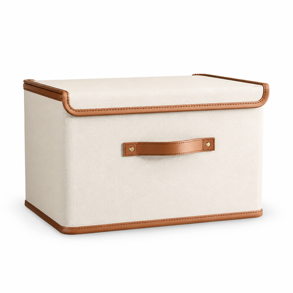 Storage Box Foldable Waterproof Reinforced Leather Handles