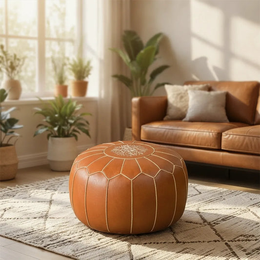 Storage Pouf Hidden Storage Hand-Embroidered & Water-Repellent
