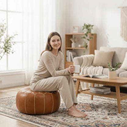 Storage Pouf Hidden Storage Hand-Embroidered & Water-Repellent