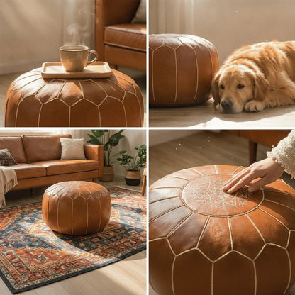 Storage Pouf Hidden Storage Hand-Embroidered & Water-Repellent