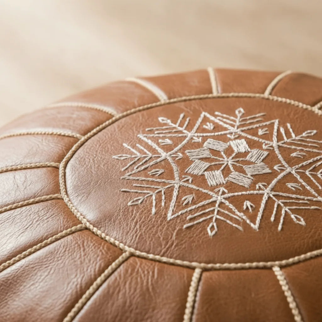 Storage Pouf Hidden Storage Hand-Embroidered & Water-Repellent