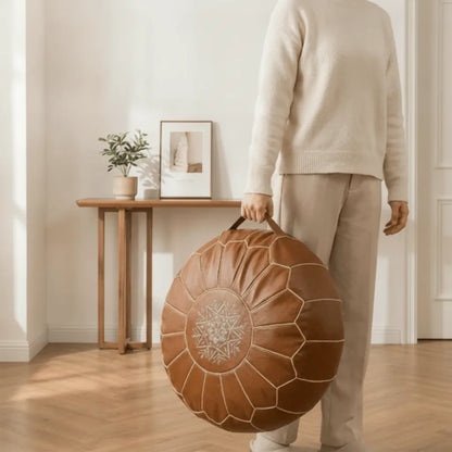 Storage Pouf Hidden Storage Hand-Embroidered & Water-Repellent