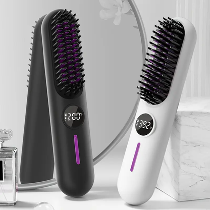 Straightening Brush Cordless Ceramic Digital Temperature Display