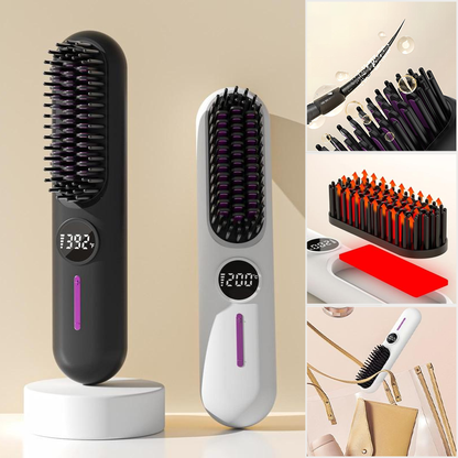 Straightening Brush Cordless Ceramic Digital Temperature Display