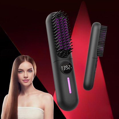 Straightening Brush Cordless Ceramic Digital Temperature Display