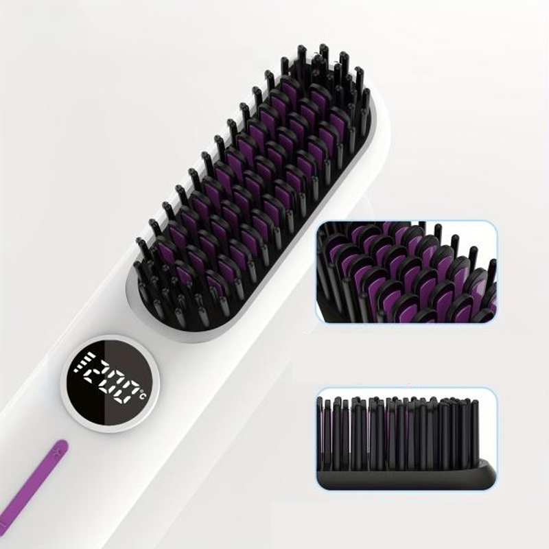 Straightening Brush Cordless Ceramic Digital Temperature Display