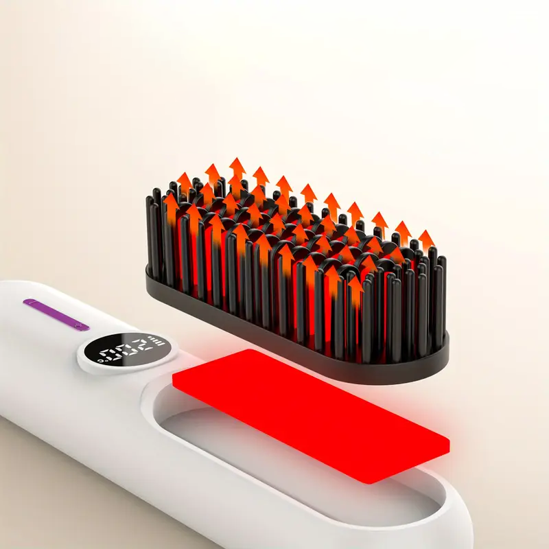 Straightening Brush Cordless Ceramic Digital Temperature Display