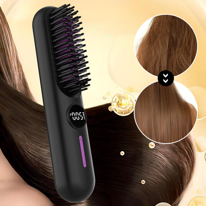 Straightening Brush Cordless Ceramic Digital Temperature Display
