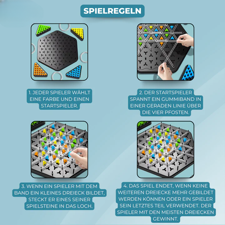 Strategy Board Game Hexagonal Pegboard & Rubber Bands
