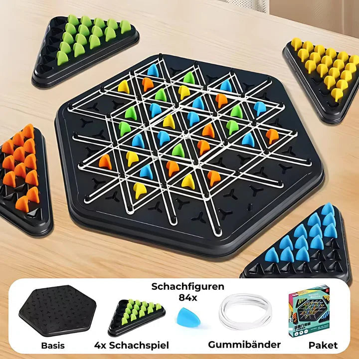 Strategy Board Game Hexagonal Pegboard & Rubber Bands