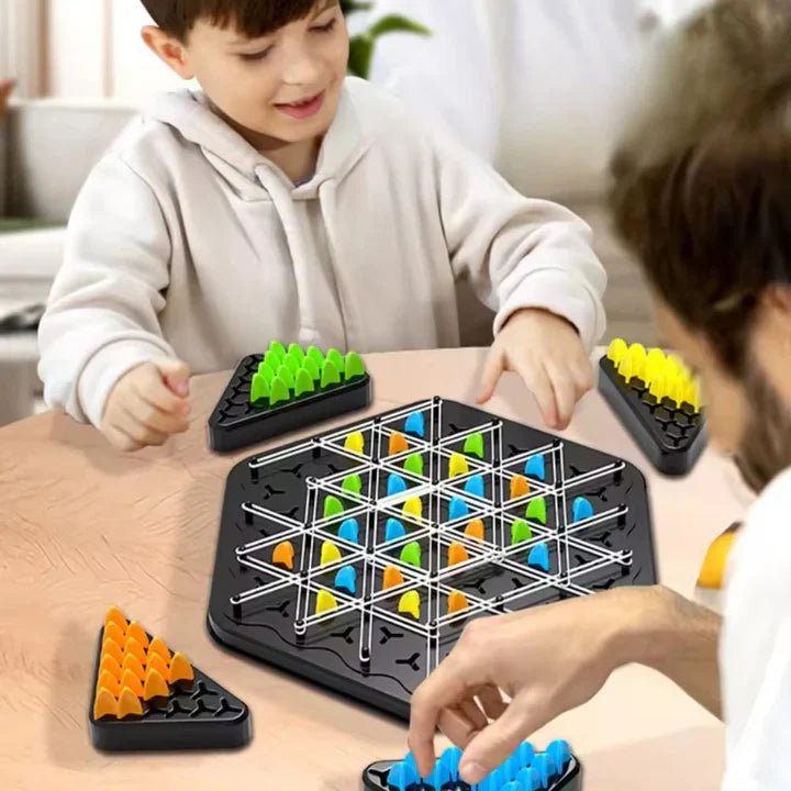 Strategy Board Game Hexagonal Pegboard & Rubber Bands