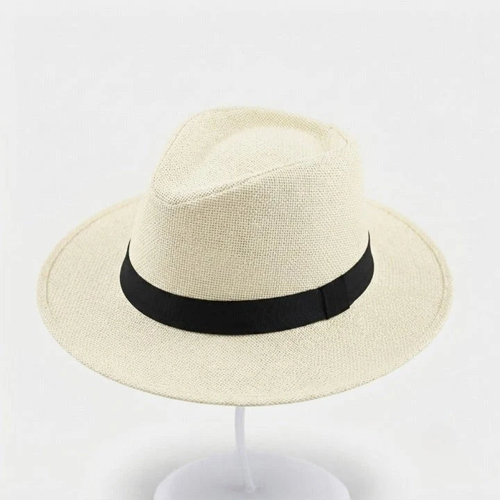 Straw Fedora Hat Handwoven UPF Sun Protection Adjustable Fit