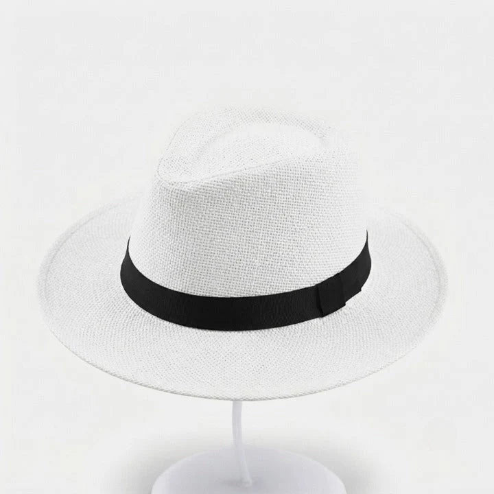 Straw Fedora Hat Handwoven UPF Sun Protection Adjustable Fit