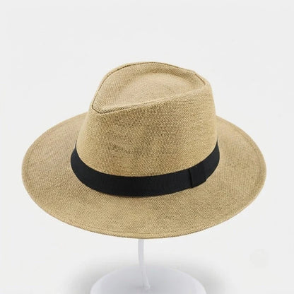 Straw Fedora Hat Handwoven UPF Sun Protection Adjustable Fit