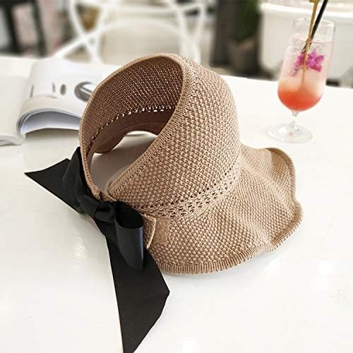 Straw Sun Hat UV-Protective Wide Brim Ponytail Opening