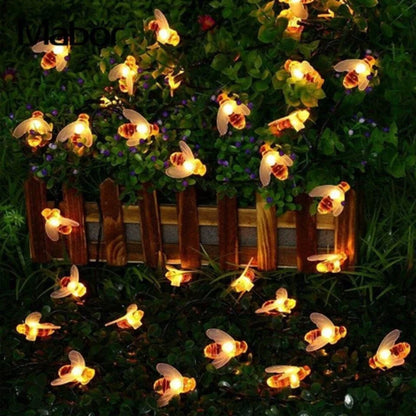 String Lights Bee-Shaped Solar-Powered Weatherproof