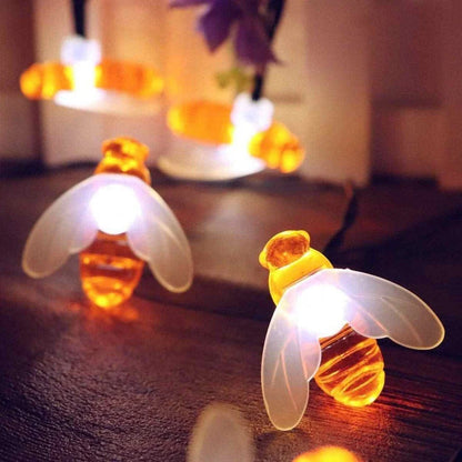 String Lights Bee-Shaped Solar-Powered Weatherproof