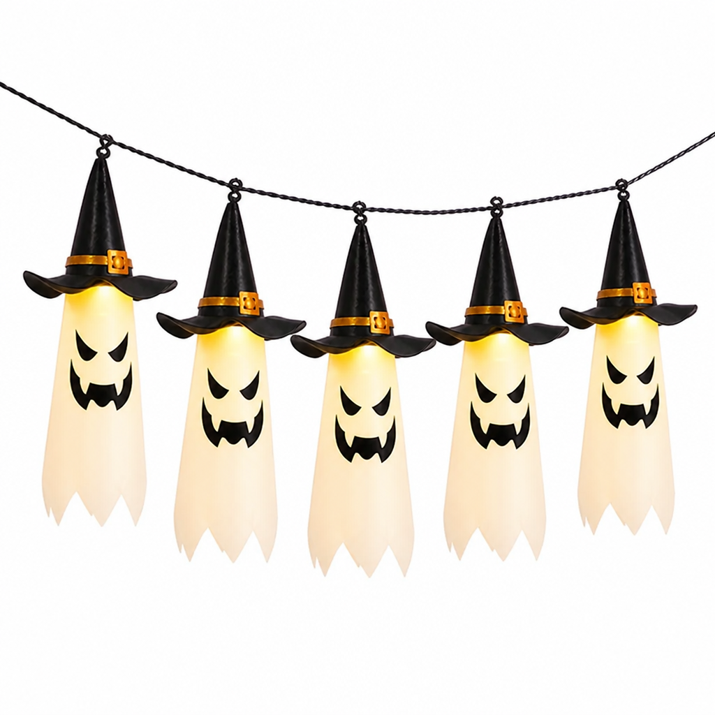 String Lights Ghost Lanterns Warm White LED Battery-Operated