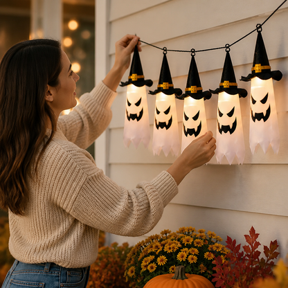 String Lights Ghost Lanterns Warm White LED Battery-Operated