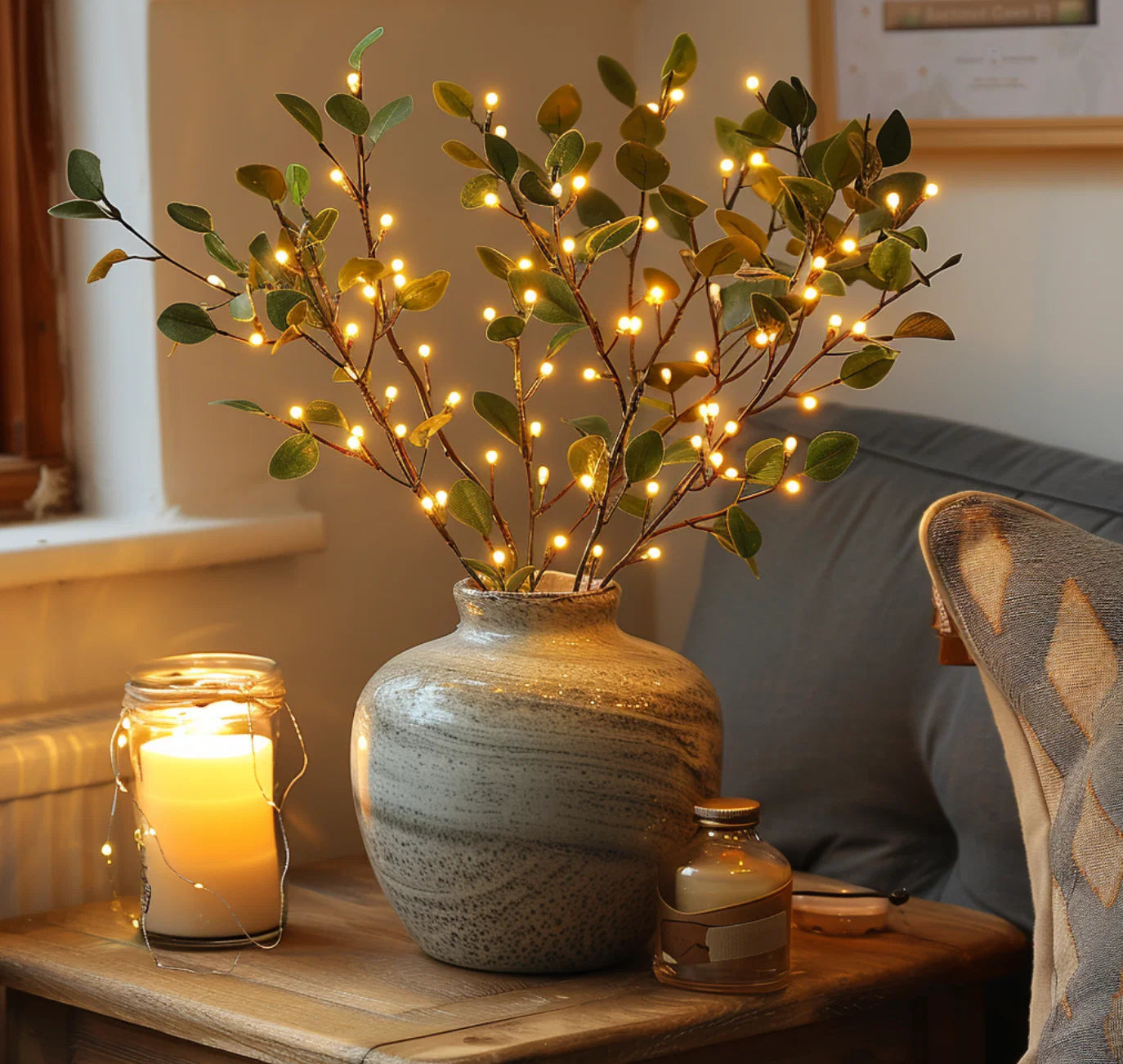 String Lights Olive Branch Warm White LED 2 Meter