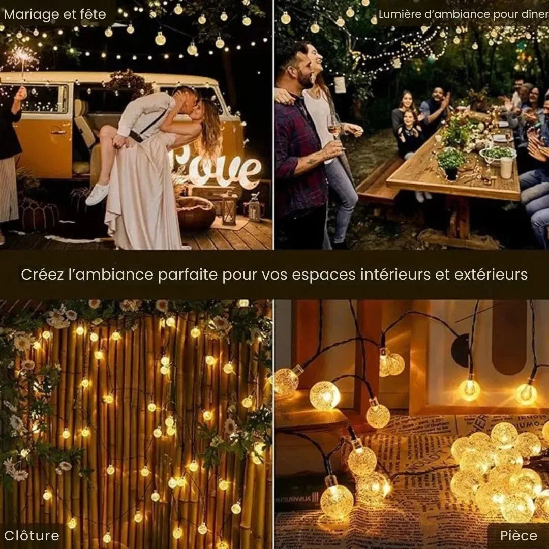 String Lights Solar Crystal-Effect Warm White