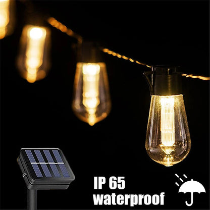 String Lights Solar-Powered Warm Edison & Weatherproof