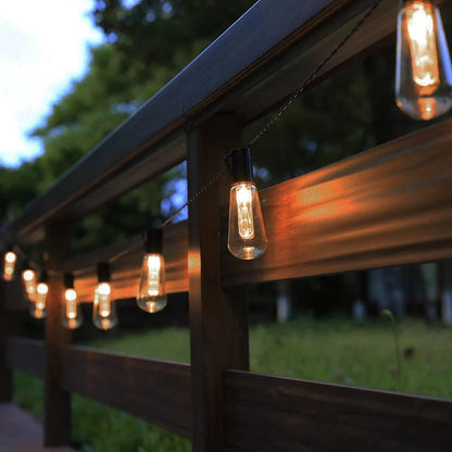 String Lights Solar-Powered Warm Edison & Weatherproof