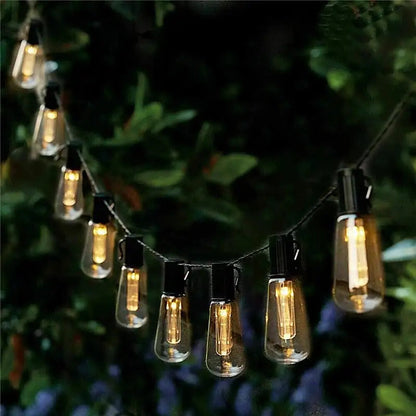 String Lights Solar-Powered Warm Edison & Weatherproof