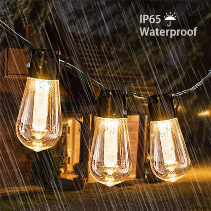 String Lights Solar-Powered Warm Edison & Weatherproof