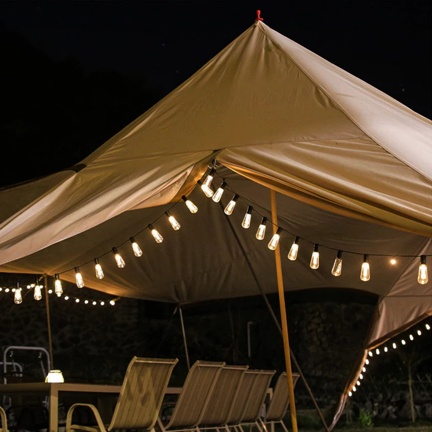 String Lights Solar-Powered Warm Edison & Weatherproof