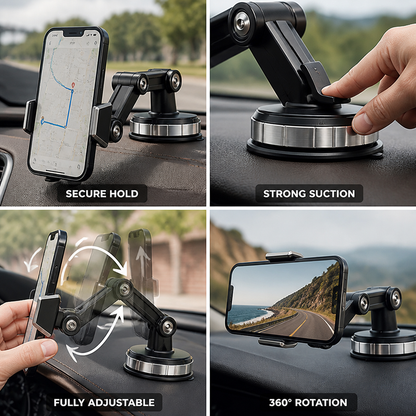 Suction Cup Adjustable Arm Car Phone Mount (360° Rotating Ball Joint)