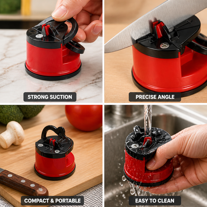 Suction-Cup Base And Automatic Angle Guide Manual Knife Sharpener