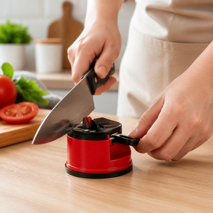 Suction-Cup Base And Automatic Angle Guide Manual Knife Sharpener