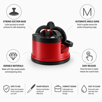 Suction-Cup Base And Automatic Angle Guide Manual Knife Sharpener