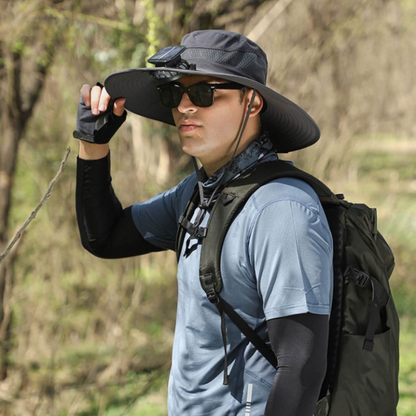 Sun Hat Solar-Powered Fan Wide Brim & UV Protection