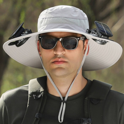Sun Hat Solar-Powered Fan Wide Brim & UV Protection